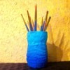 Recycled Ombre Vase - paint brushes in the vase