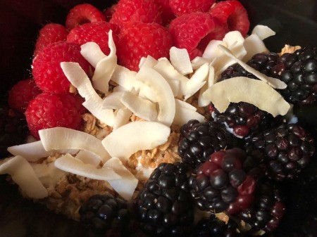 Coconut raspberries & blackberries
