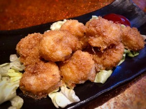 Crispy Garlic Shrimp on cabbage