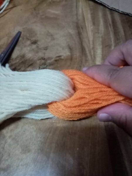 Yarn Bird - gather up both folded bundles