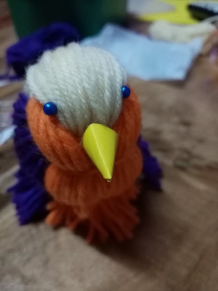 Yarn Bird  - glue in place as a beak