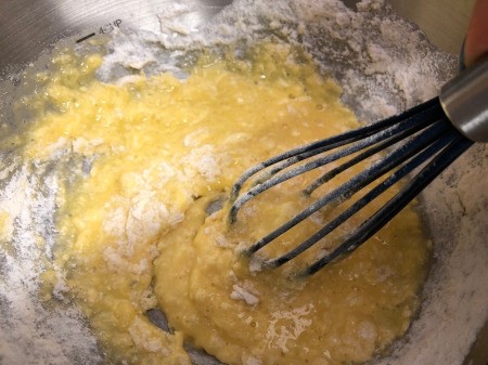 mixing other flour with egg