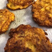 Spaghetti Squash Fritters on paper towel