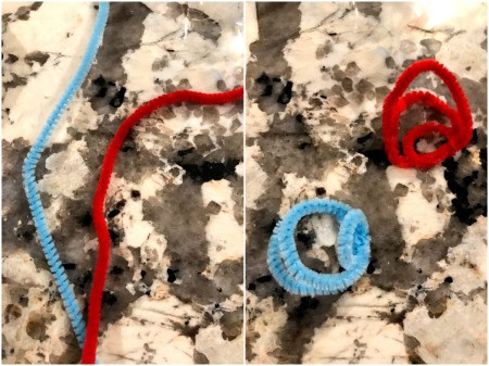Growing Borax Crystals - circular abstract designs made with the pipe cleaners