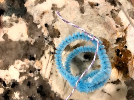 Growing Borax Crystals - attach a string to the pipe cleaner