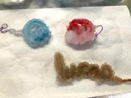 Growing Borax Crystals - when done remove the pipe cleaners and discard the wrap