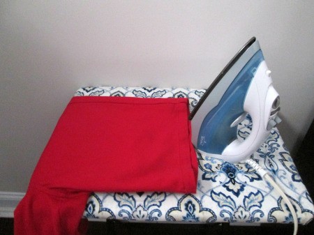 Folding TV Table as a Back To School/Small Space Saver - iron and a piece of fabric
