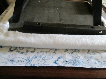 Folding TV Table as a Back To School/Small Space Saver - set upside down on the fabric and repeat