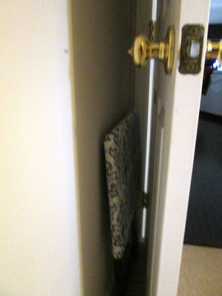 Folding TV Table as a Back To School/Small Space Saver - stored behind a door