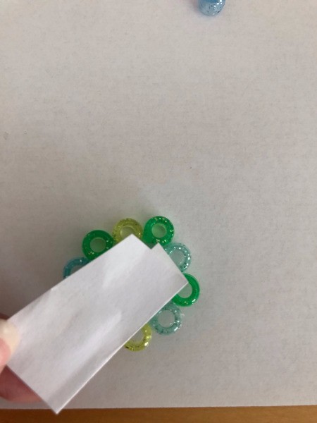 Bead Flower Decor for Garden - cut and cover the back of the dome bead with a bit of scrap paper