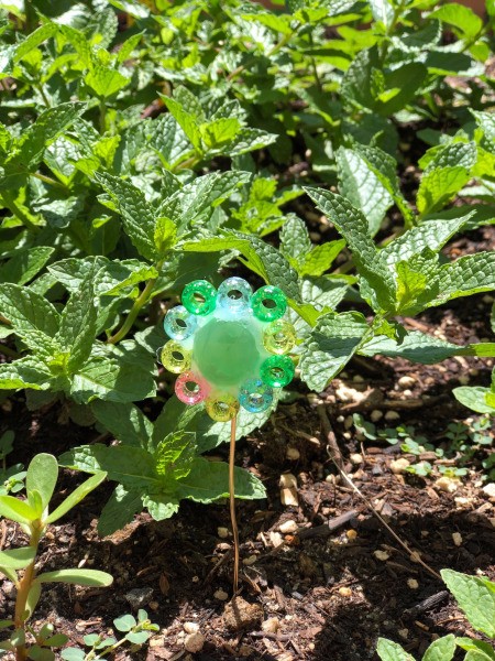 Bead Flower Decor for Garden - closeup