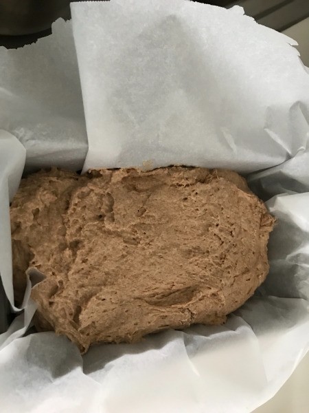 Bread dough in pan