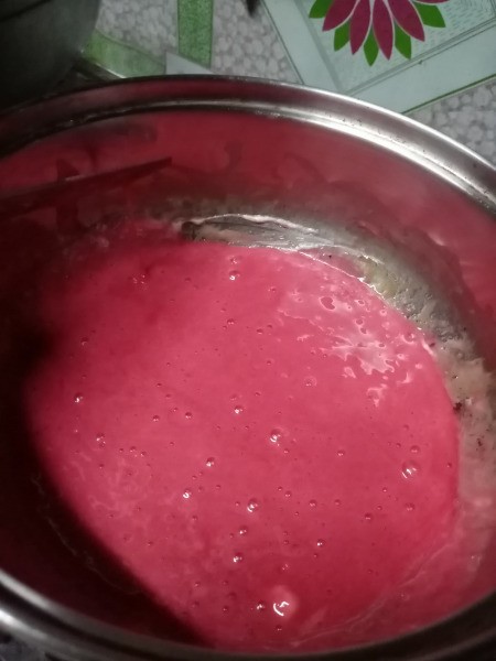 red coloring to melted marshmallows