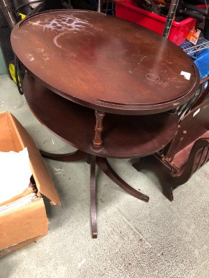 Identifying a Two Tier Vintage Oval Side Table - mahogany two tier table