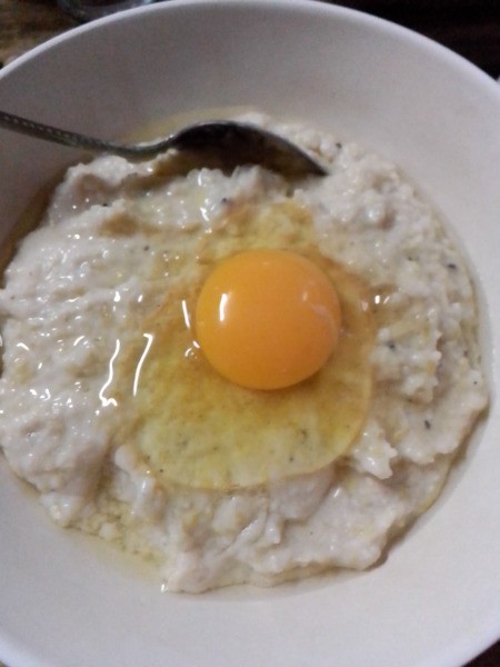 egg added to blended corn