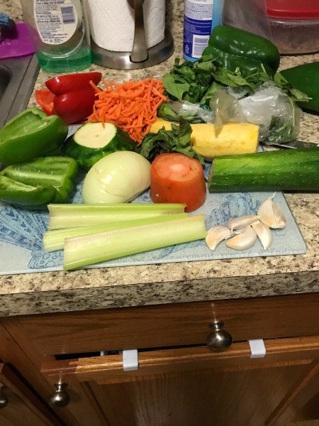 Vegetables used in stuffed peppers and zucchini.