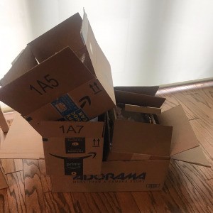 Several cardboard shipping boxes.
