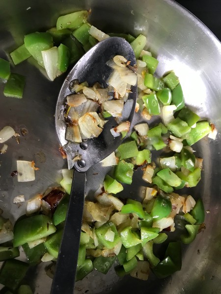 added chopped peppers to pan