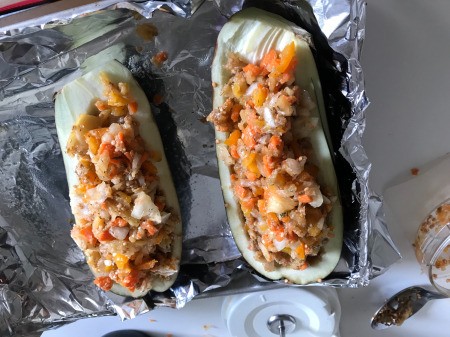 filling Eggplant halves