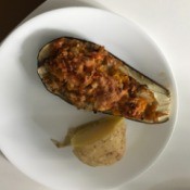 Eggplant Boat & potato on plate