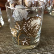 Identifying Vintage Lowball Glasses - with cotton boll and leaf pattern