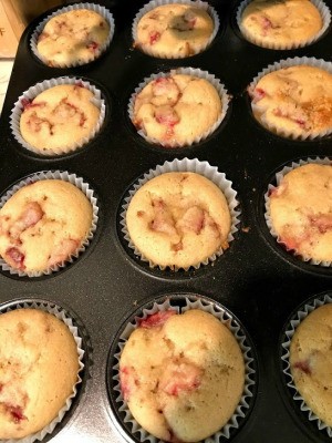 baked Strawberry Almond Muffins