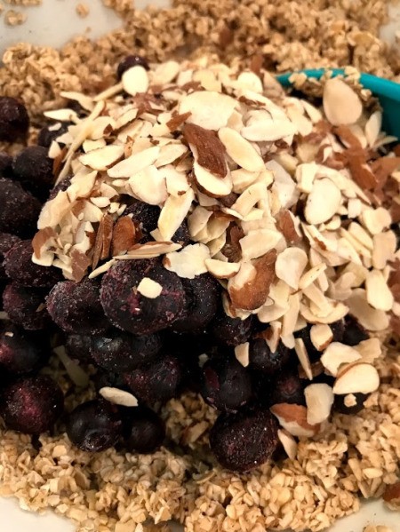 Blueberry and Almonds mixed in batter