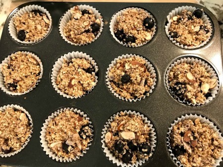 baked Blueberry and Almond Oat Muffins