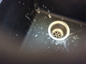 Drain Cleaner Damaged zFinish on Kitchen Sink - stains or bleached areas on sink