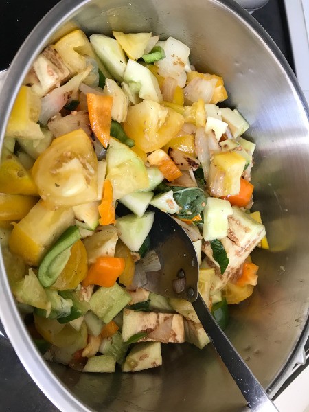 all veggies in pan