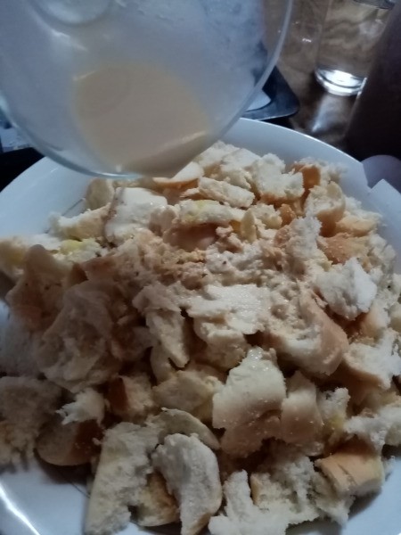 milk poured on Leftover Bread