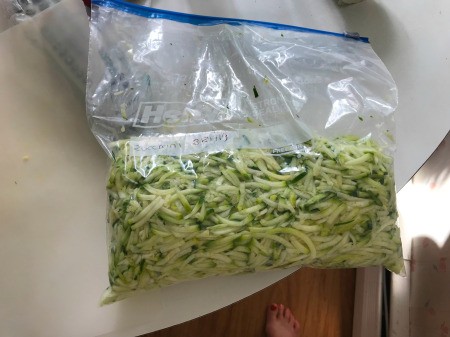 A bag of shredded zucchini.