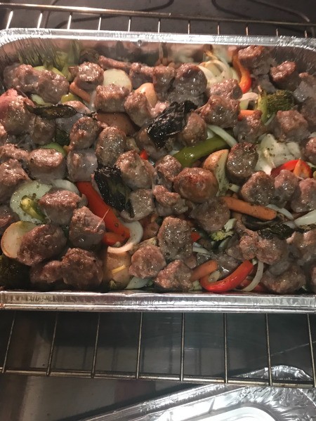 Baked Sausages, Potatoes and Summer Veggies