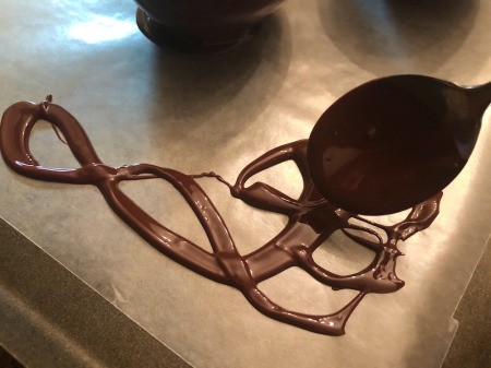 Chocolate design on wax paper