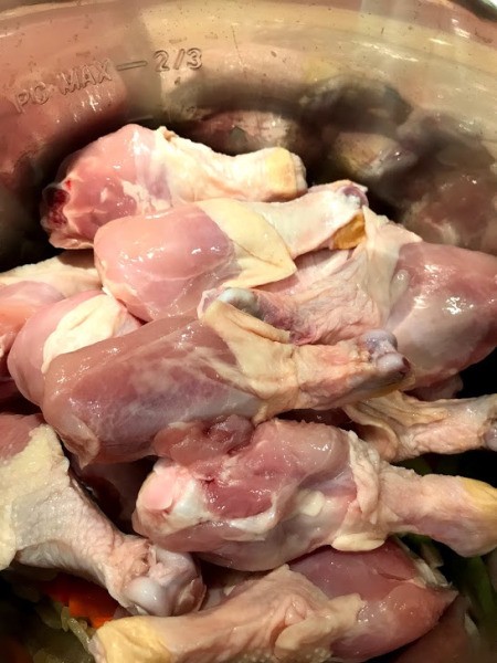chicken added to pot