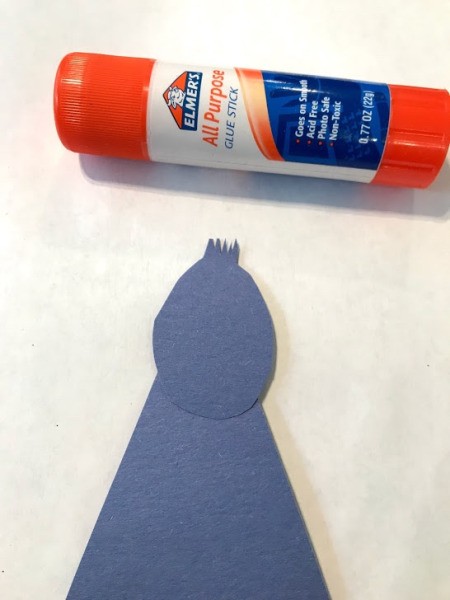 Peacock Popsicle Stick Puppet - glue stick with head glued to body