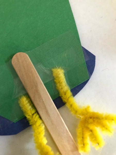 Peacock Popsicle Stick Puppet - tape on the Popsicle stick as well to complete