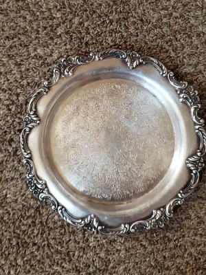 Is This Platter Sterling Silver or Plate? - round silver tray with ornate edge