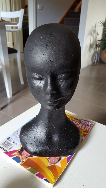 Using Mod Podge to Adhere Beads to Polysterene - Styrofoam bust