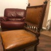Identifying Antique Chairs - dark wood chairs with upholstered back and seat, perhaps leather