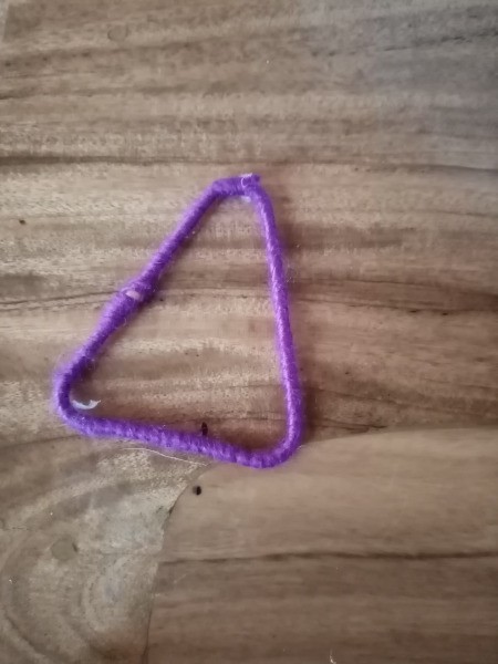 Paper Clip Earrings - triangle shape covered with yarn