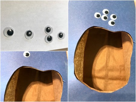 Feed the Monster Math Game - glue on googly eyes