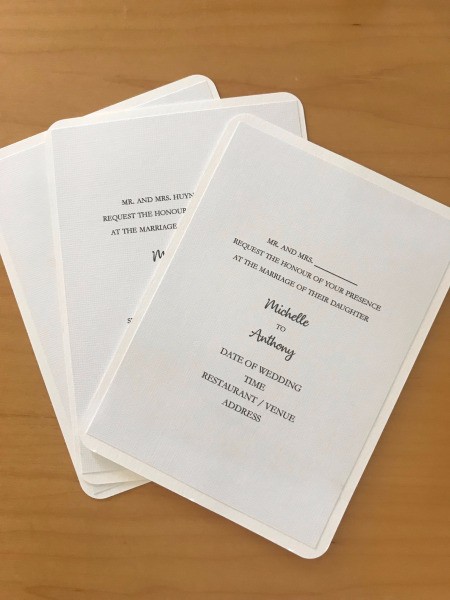 DIY Last Minute Wedding Invitation Cards - invitations glued to the blank cards