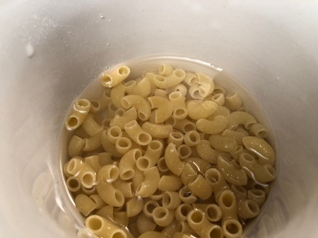 pasta & water in cup