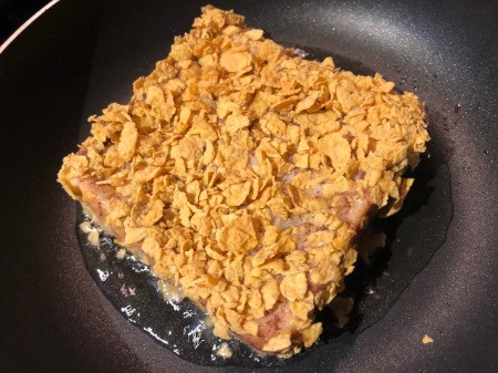 Cornflake Crusted French Toast in pan
