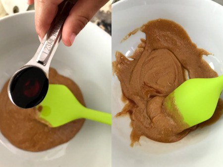 adding extract to peanut butter mixture