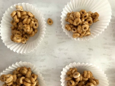 Peanut Butter Cereal Snacks in paper liners