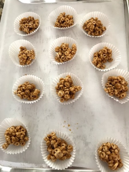 Peanut Butter Cereal Snacks in paper liners