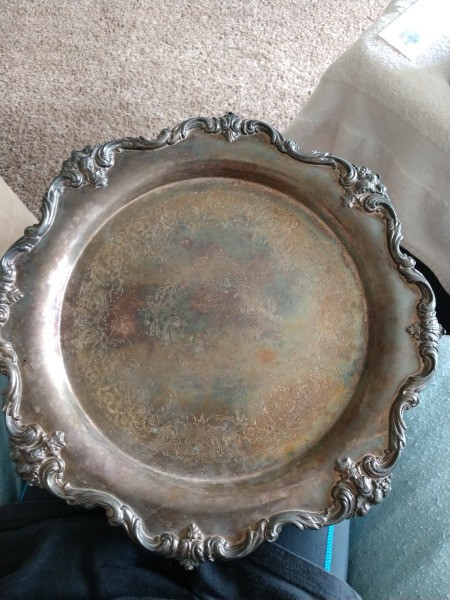 Silver or Silver Plate Platter - tarnished platter