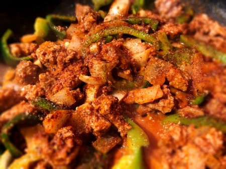 peppers added to meat
